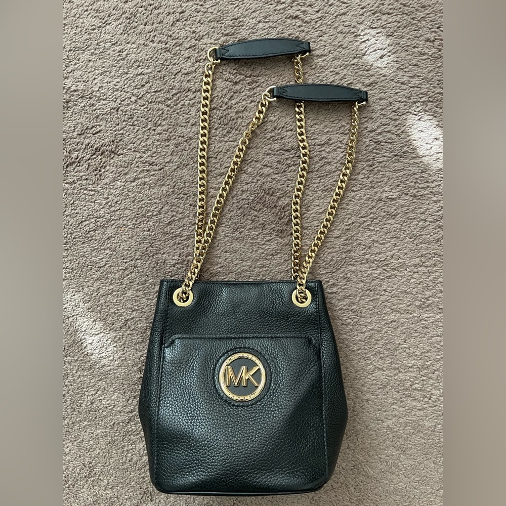 Michael Kors Black Shoulder Bag with Gold Chain